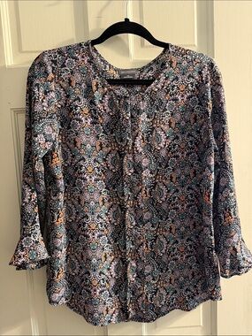 Van Heusen Black Multicolor Paisley Print Blouse
